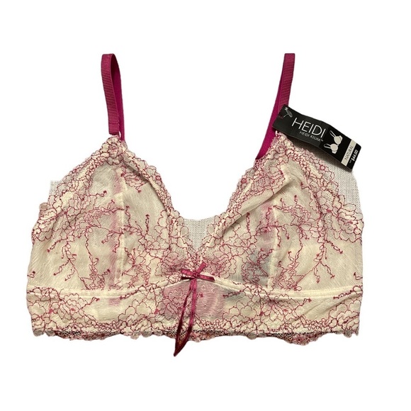 NWT Heidi Klum Natural Lift French Lace Soft Cup Pristine/Wild Aster Size M - Picture 2 of 6